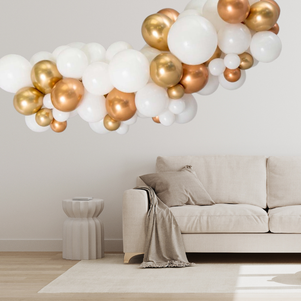 White & Gold Ballonggirlander
