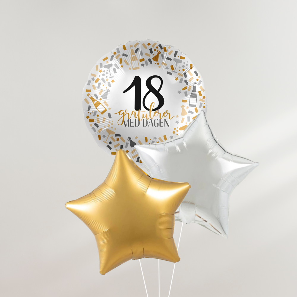 18 års dag Ballongbukett Stjerner