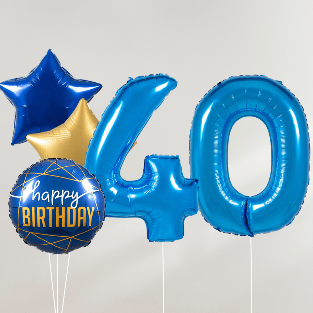 40 År Ballongbukett - Blue Stars - Ballonglevering.no