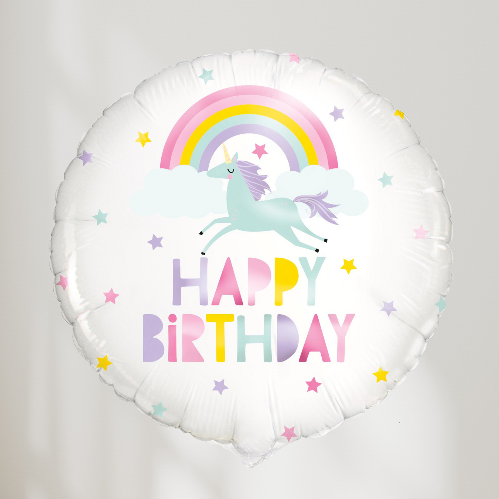 Happy Birthday Enhjørning Pastell Ballong (avd. Lillehammer)