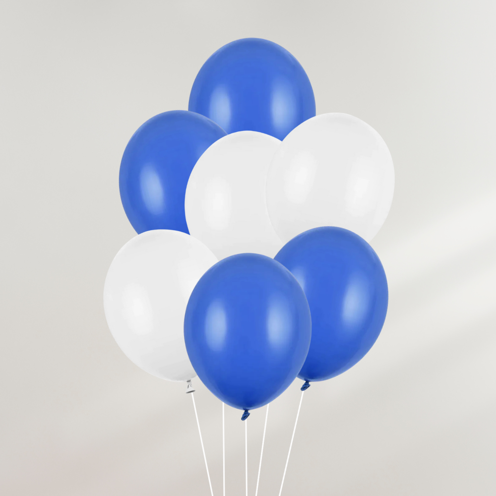 Ballongbukett Blå & Hvite Ballonger