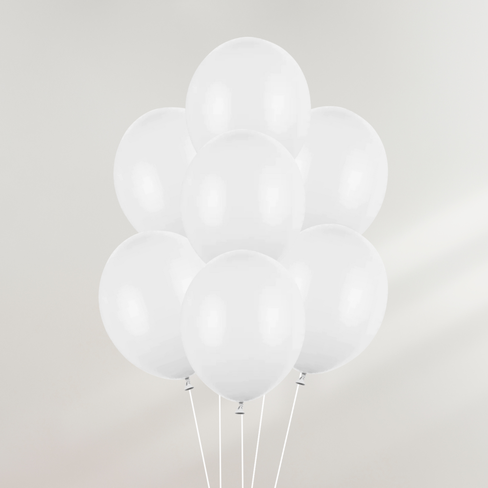 Ballongbukett Hvite Ballonger