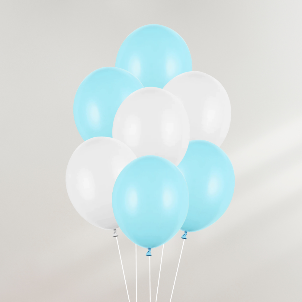 Ballongbukett Lyseblå & Hvite Ballonger