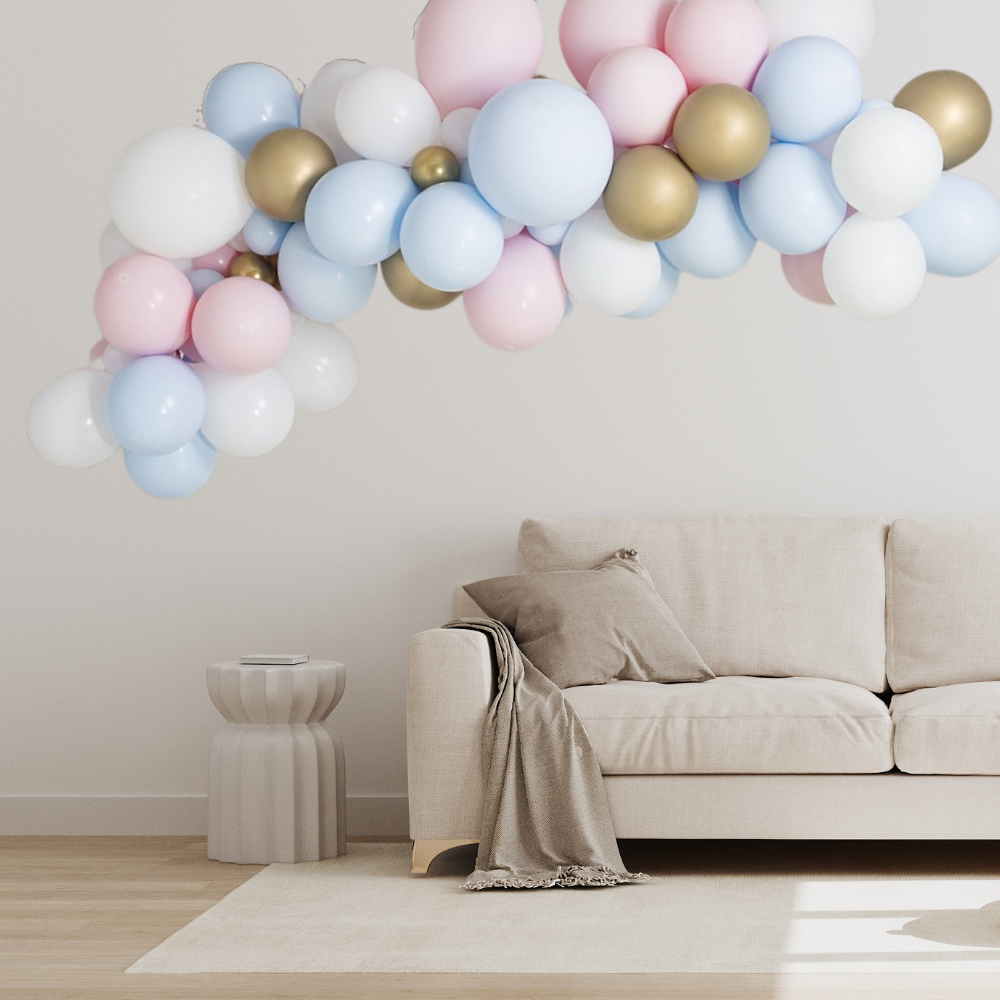 Pink Blue Gold Ballonggirlander