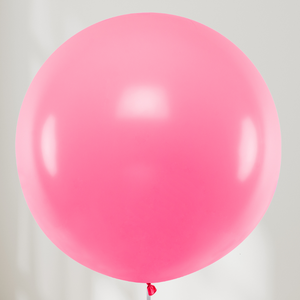 Stor rosa jumboballong med helium og tekst