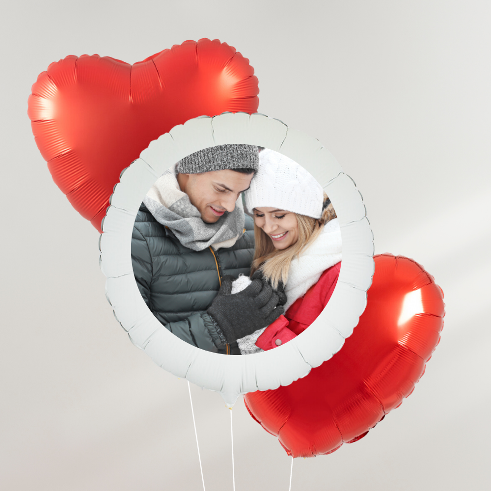 Valentines Ballongbuektt med Personlig Bilde