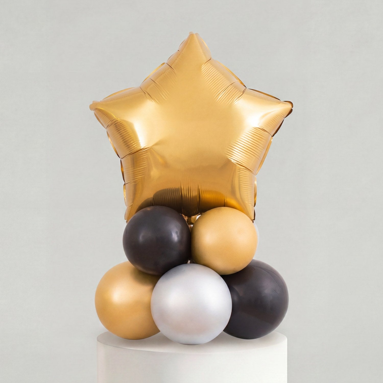 Ballong Stack — Gull & Sort Glam Stjerne - Ballonglevering.no