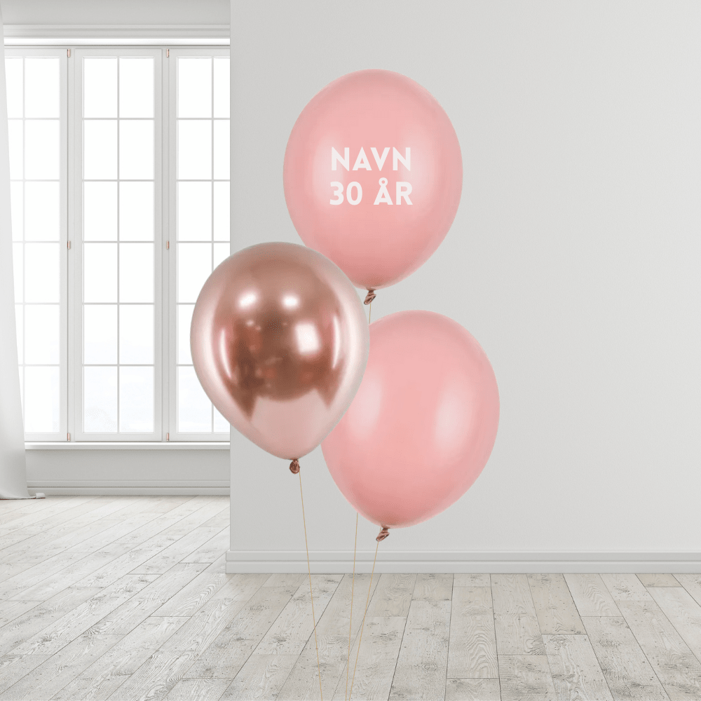 Ballongbukett med valgfritt navn og alder Rosa - Ballonglevering.no