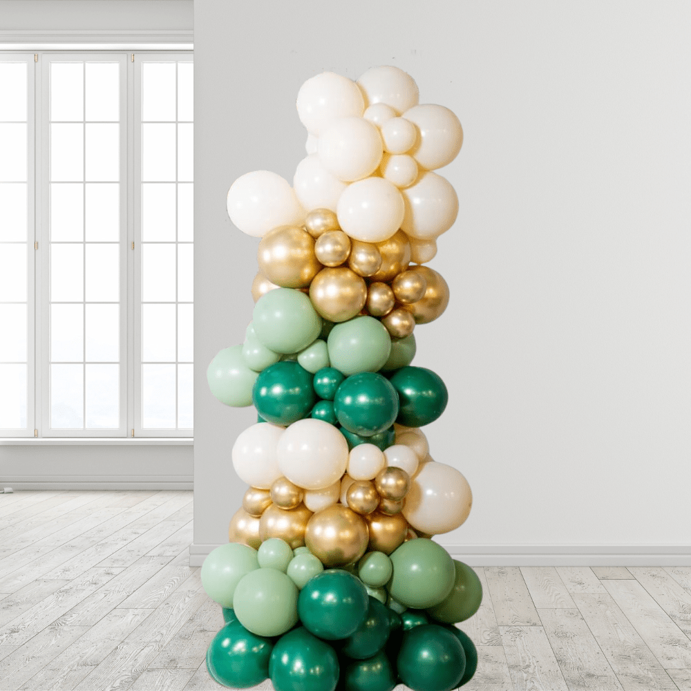 Ballongsøyle Gull, Grønn & Hvit - Ballonglevering.no