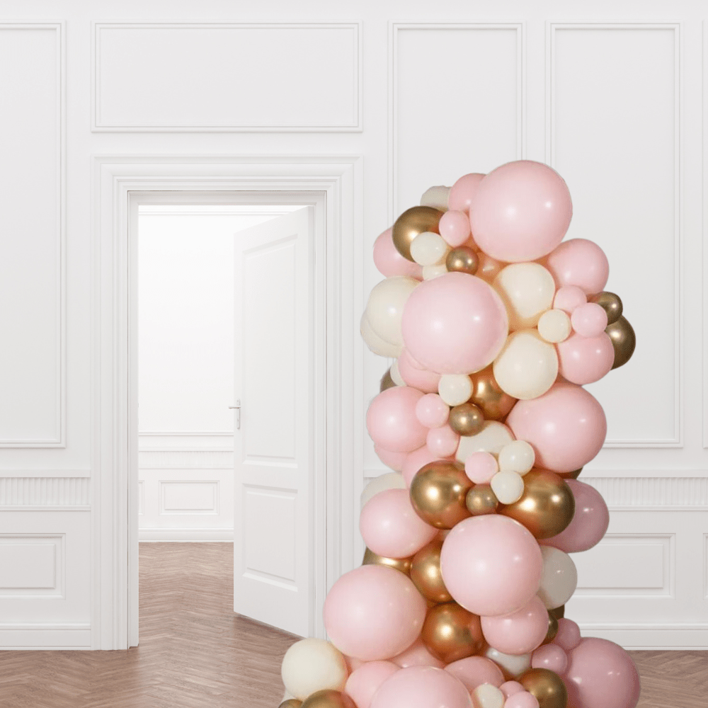 Ballongsøyle Rosa & Gull - Ballonglevering.no