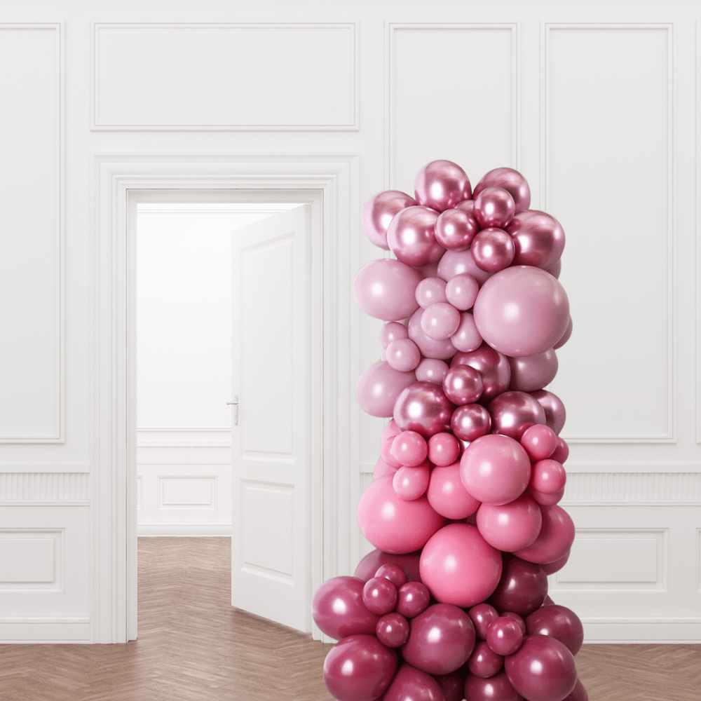 Ballongsøyle Rosa, Lilla & Dyp Rød - Ballonglevering.no