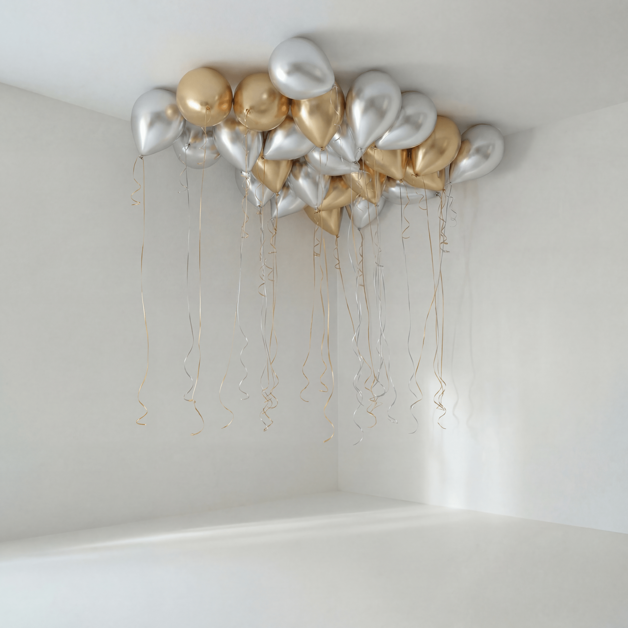 Gold and Silver Chrome Takballonger - Ballonglevering.no