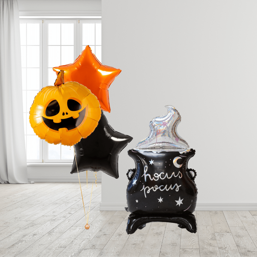 Halloween Gresskar og Heksegryte Ballongpakke - Ballonglevering.no