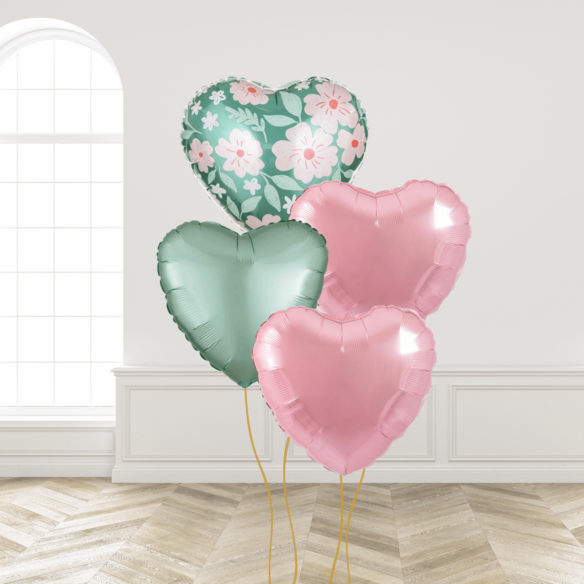 Hjerte og blomster ballongbukett - Ballonglevering.no