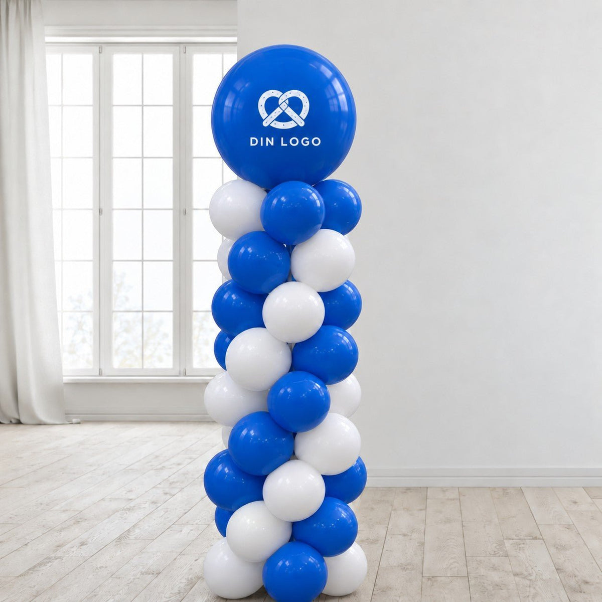 Oktoberfest Ballongsøyle med logoballong - Blå og hvit - Ballonglevering.no