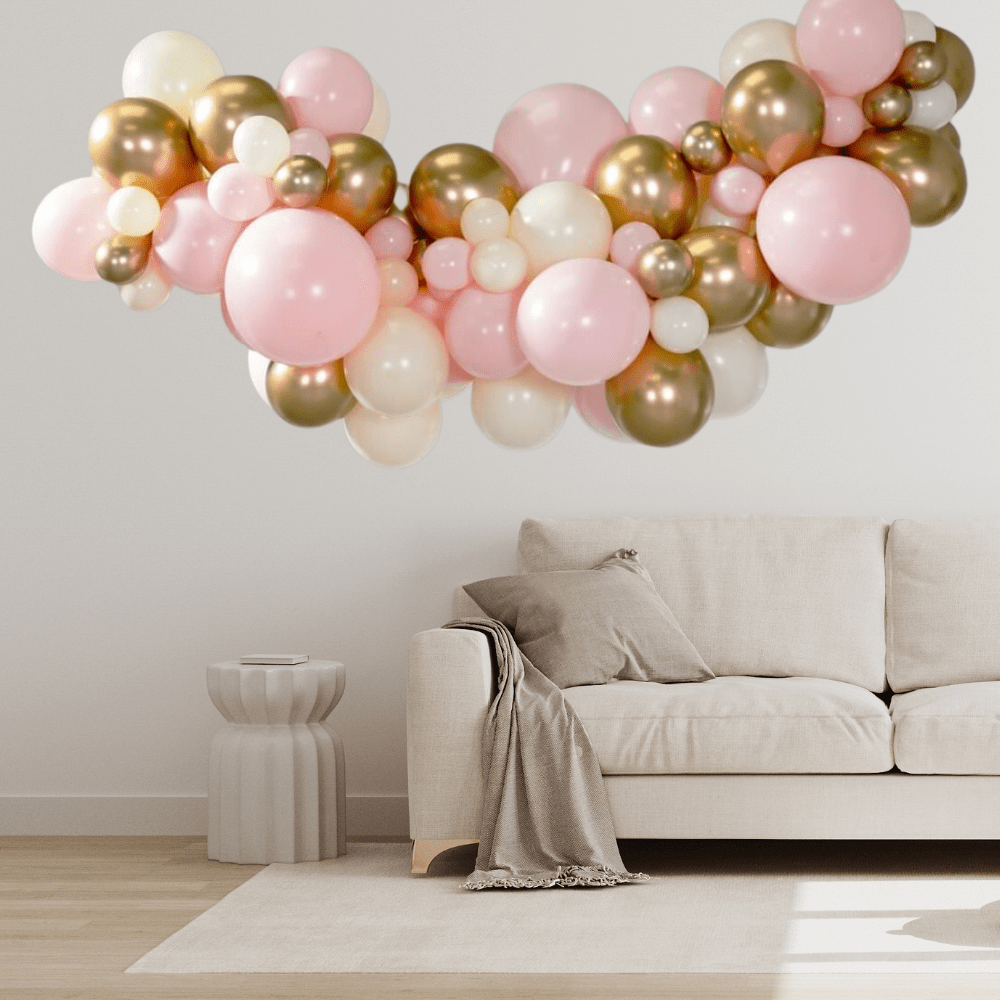 Pink & Gold Ballonggirlander - Ballonglevering.no