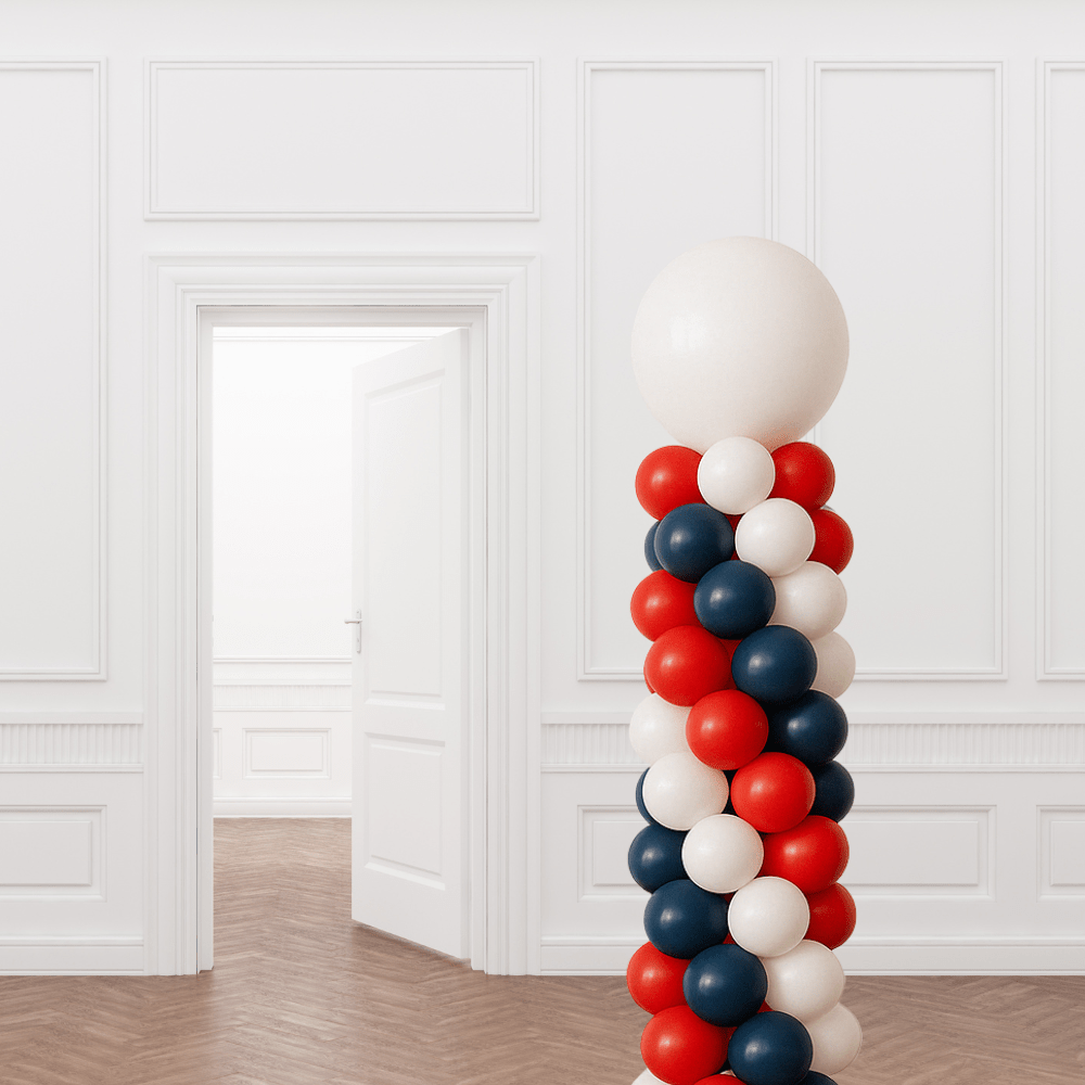 Symetrisk Ballongsøyle 17. mai - Norske farger - Ballonglevering.no