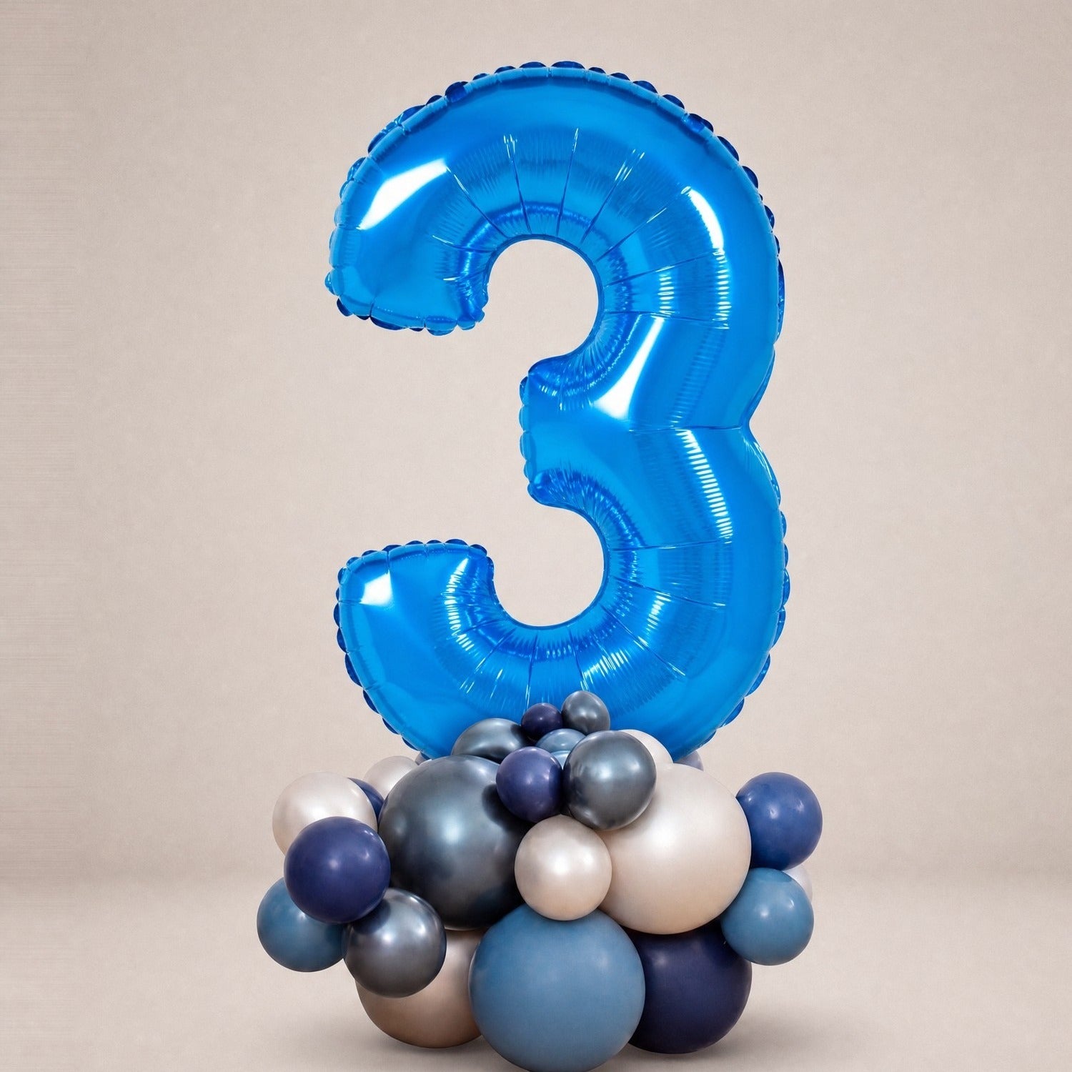 Tall Ballongstack – Blå – tall 3 – Ballonglevering.no