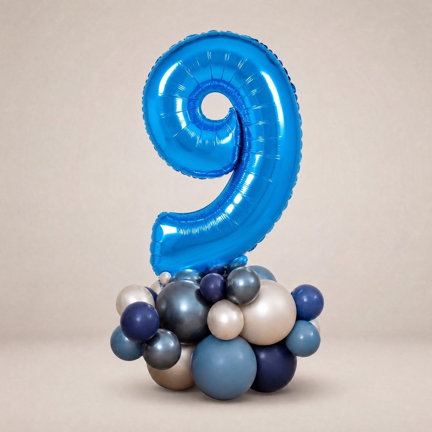 Tall Ballongstack – Blå – tall 9 – Ballonglevering.no
