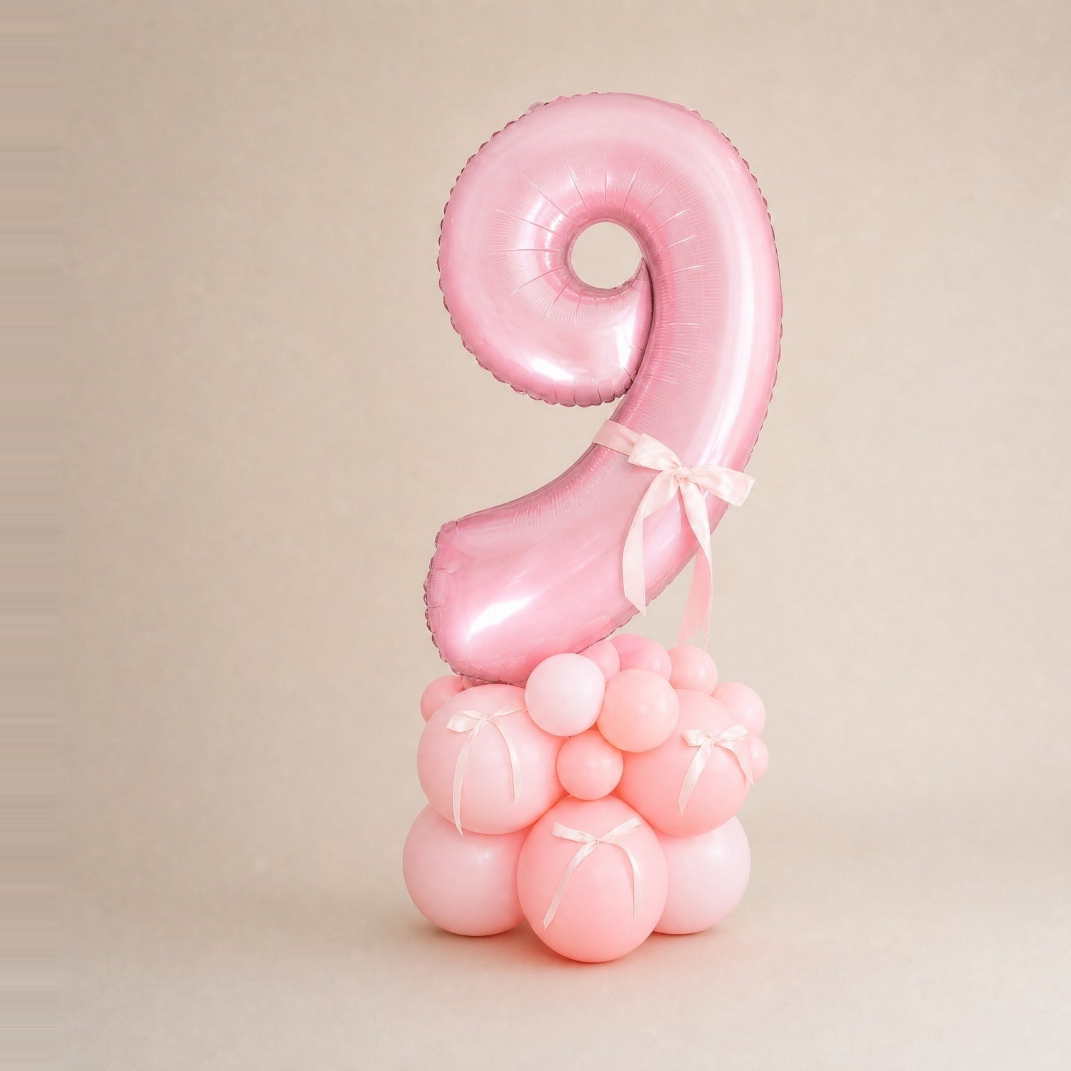 Tall Ballongstack – Rosa med bånd - Ballonglevering.no