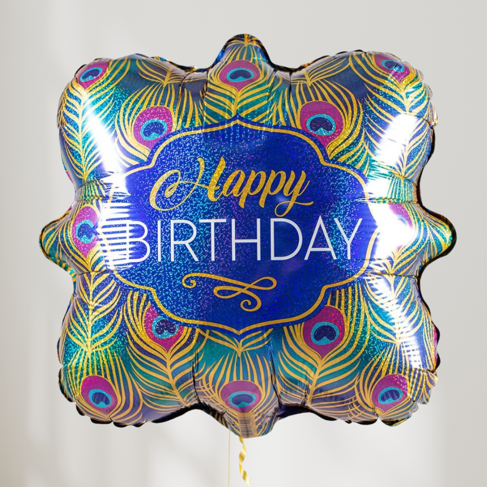 Happy Birthday Påfugl Ballong