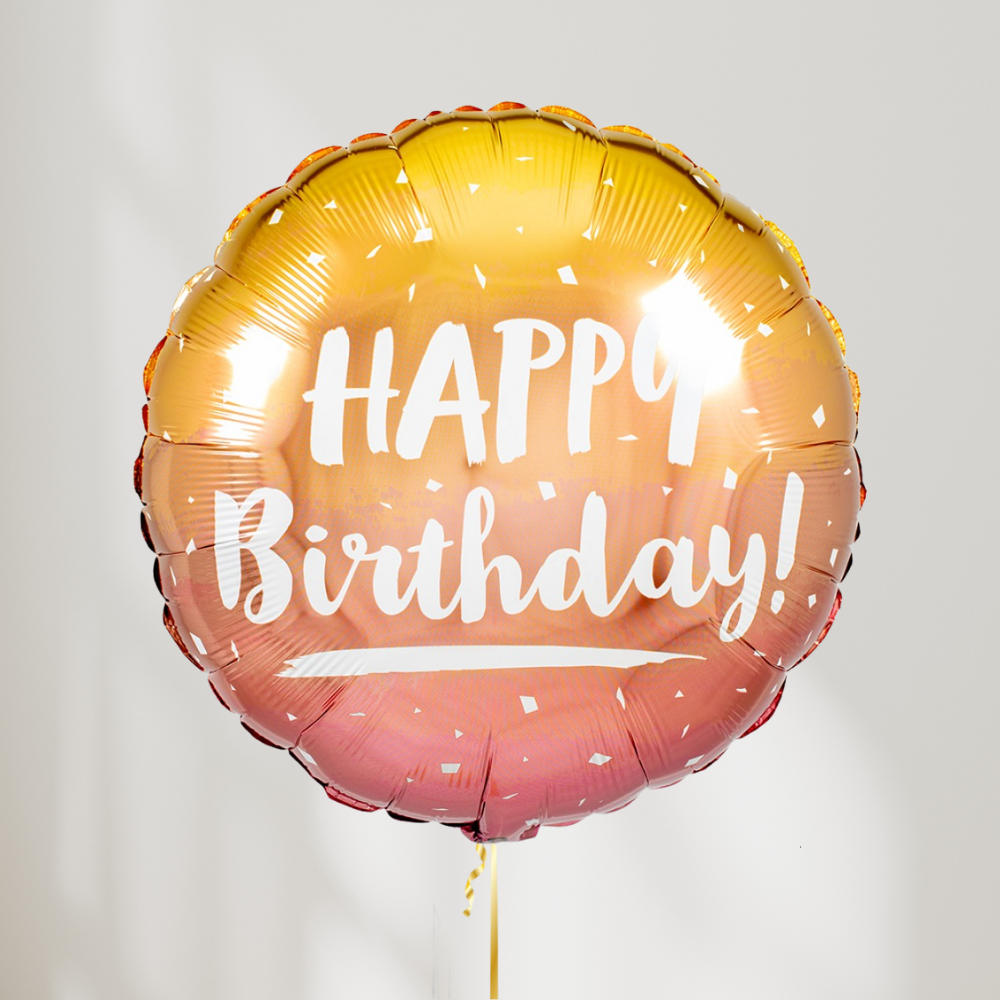 Rund Happy Birthday Rose/Gull Ombre