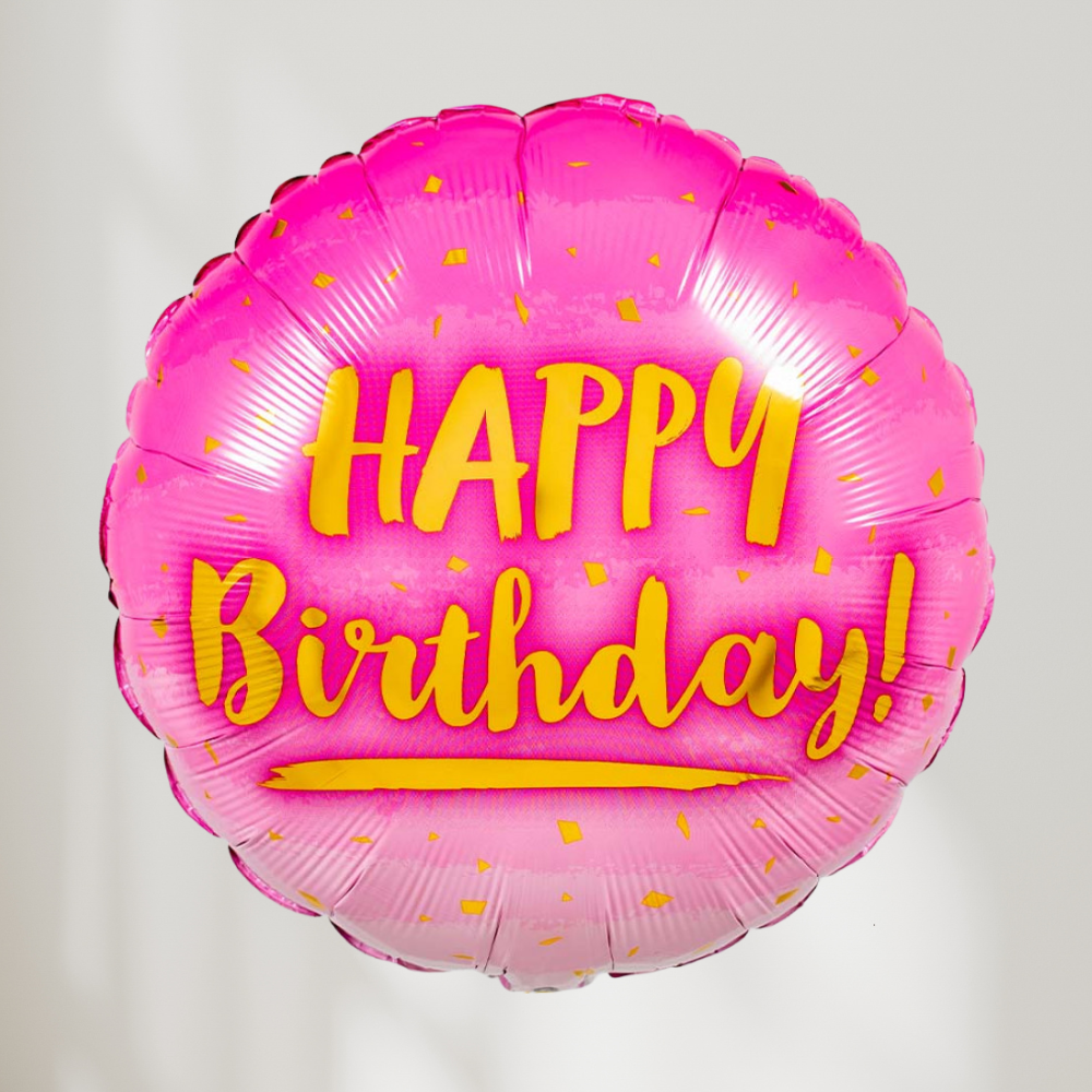 Happy Birthday Rosa Ombre Ballong