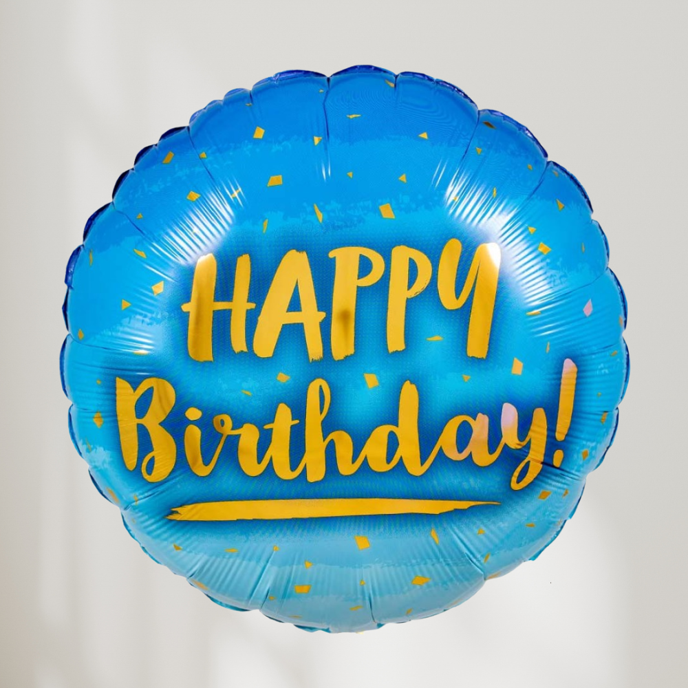 Happy Birthday Blå Ombre Ballong
