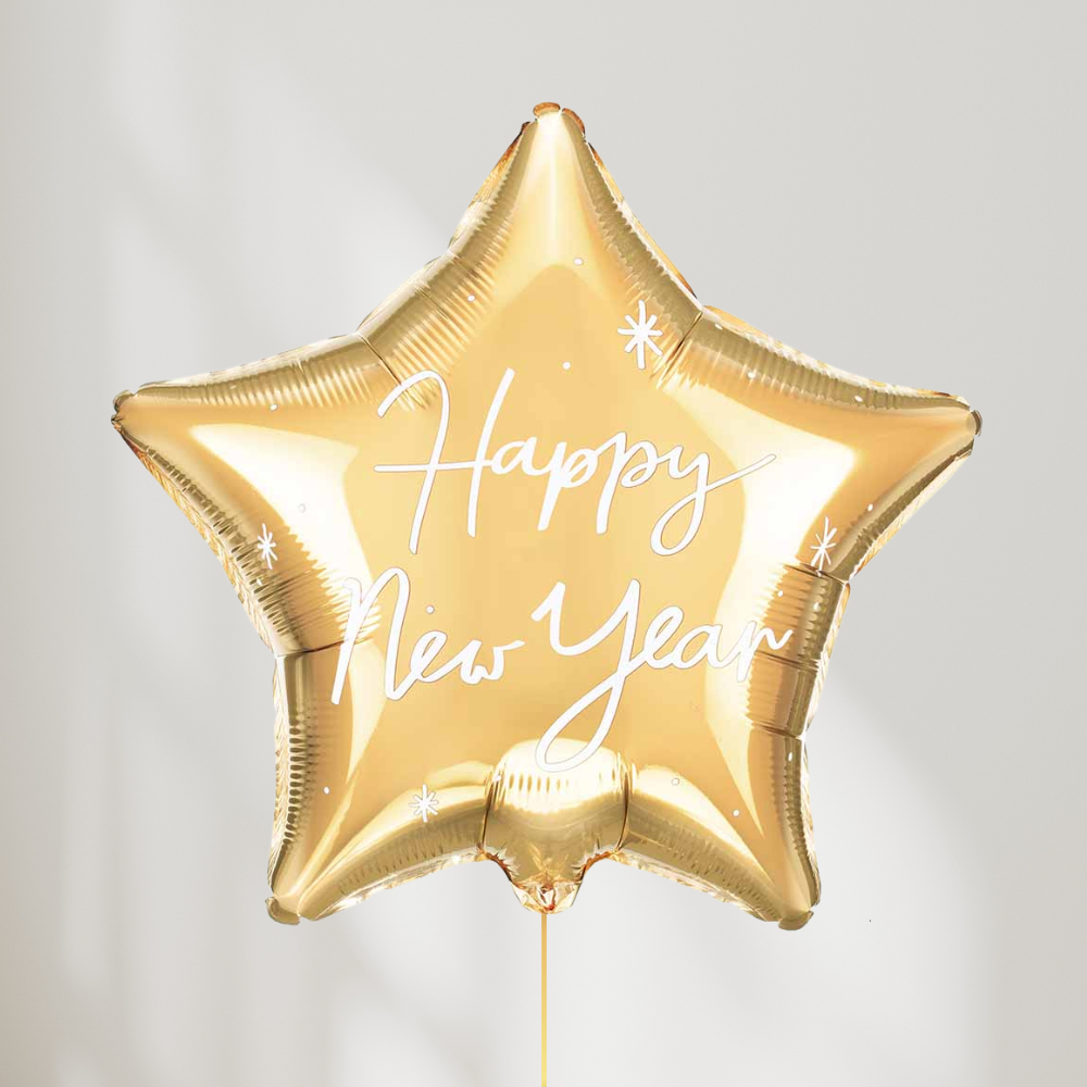 Happy New Year Gullstjerne Ballong