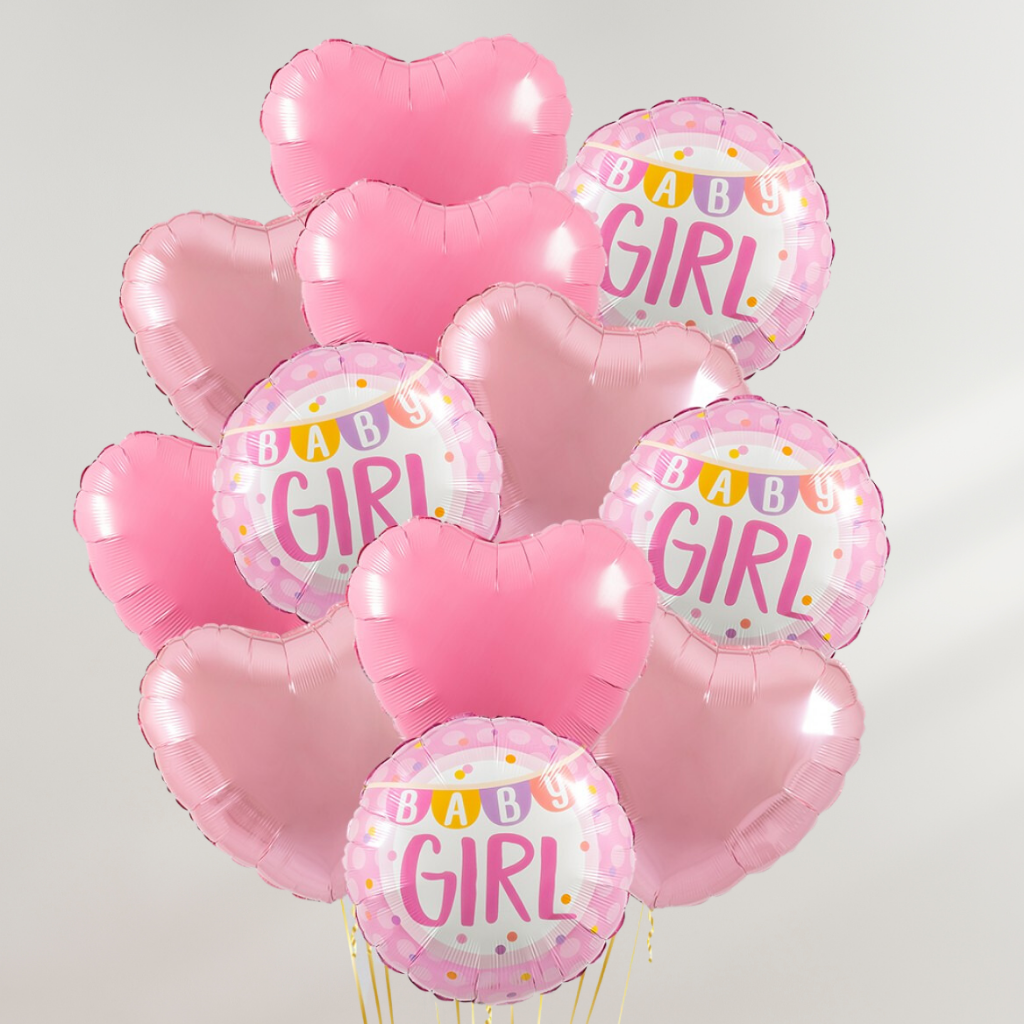 Baby Girl Pink Hearts Ballongbukett