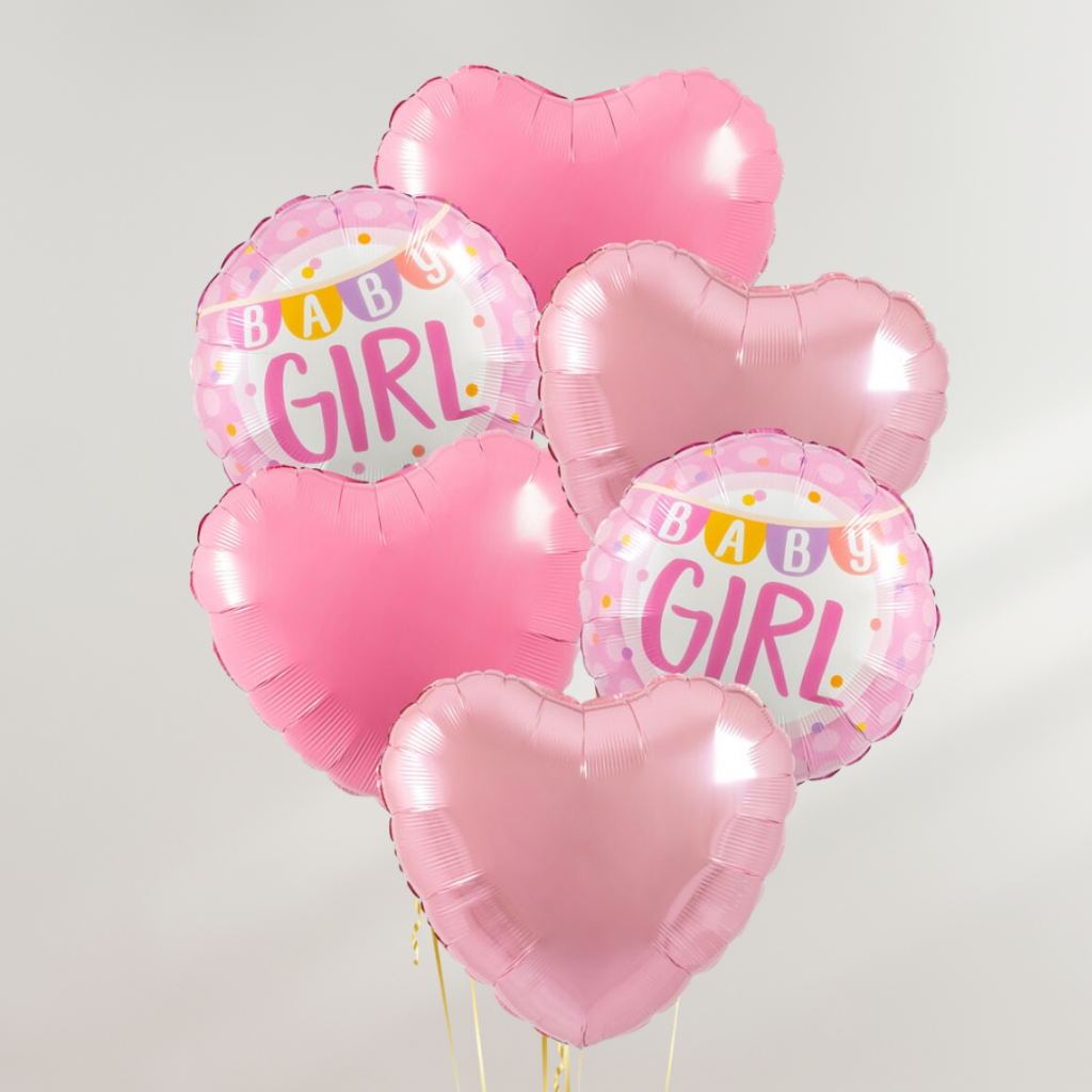 Baby Girl Pink Hearts Ballongbukett