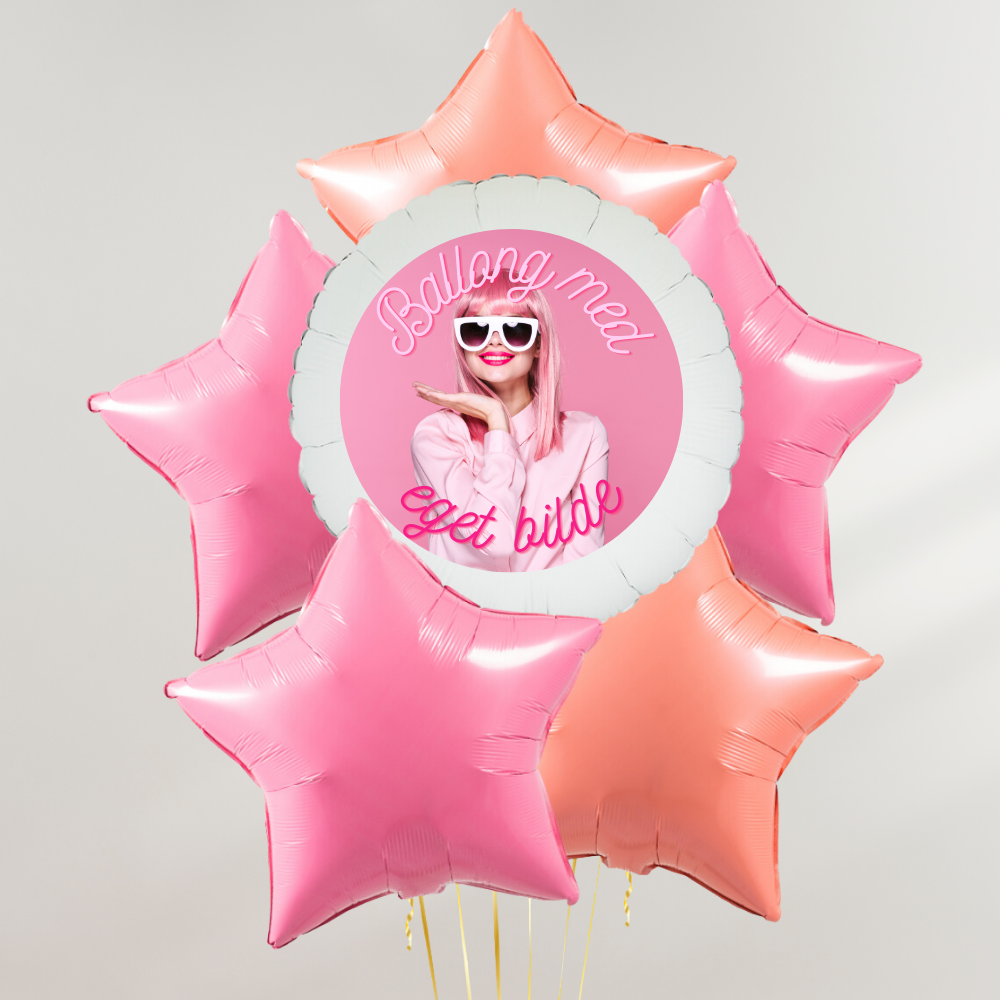 Flamingo Pink Stars Personlig Ballongbukett
