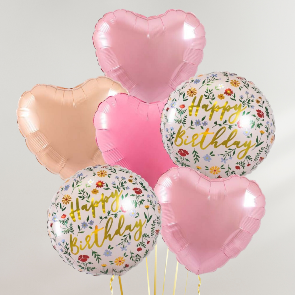 Floral Hearts Birthday Ballongbukett