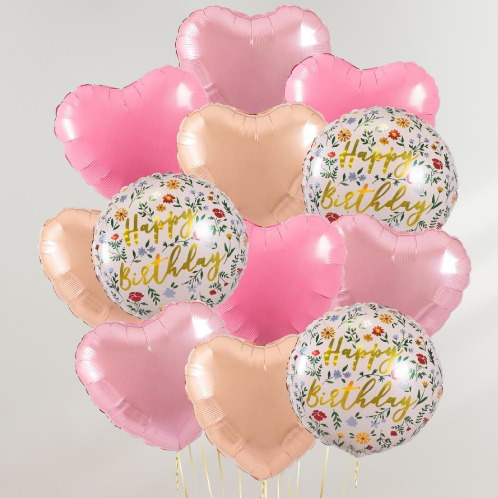Floral Hearts Birthday Ballongbukett