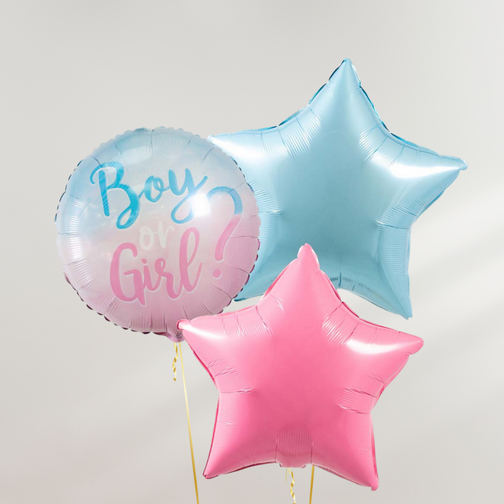 Gender Reveal Rosa & Blå Hjerter Ballongbukett