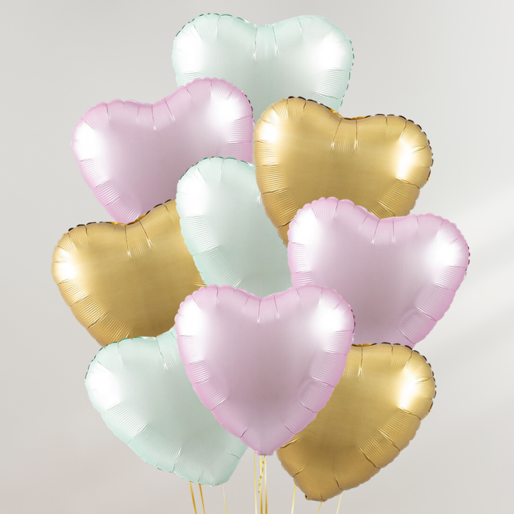 Gold & Pastel Hearts Ballongbukett