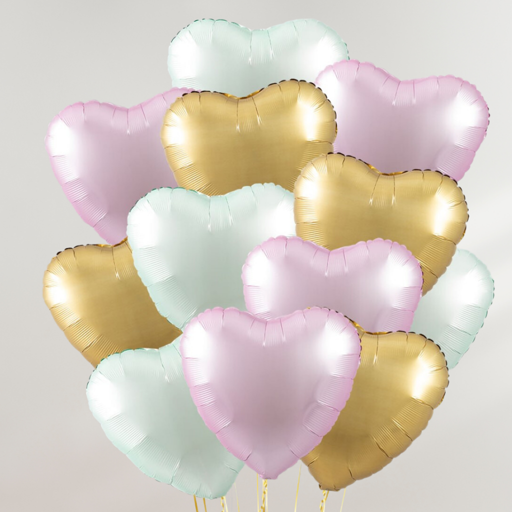 Gold & Pastel Hearts Ballongbukett