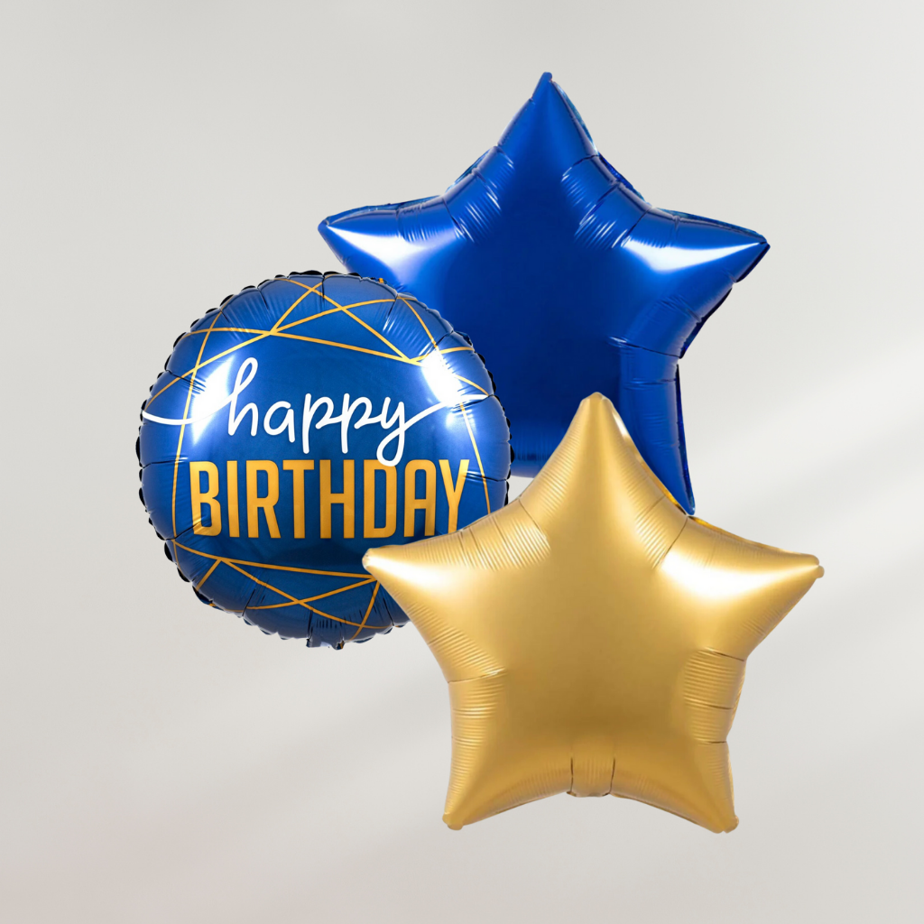 Happy Birthday Navy Stars Ballongbukett