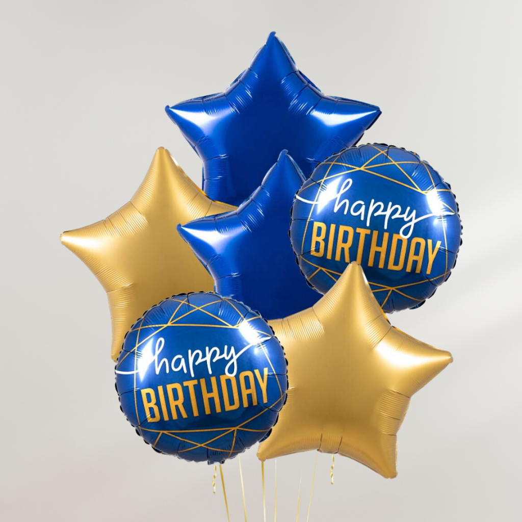 Happy Birthday Navy Stars Ballongbukett