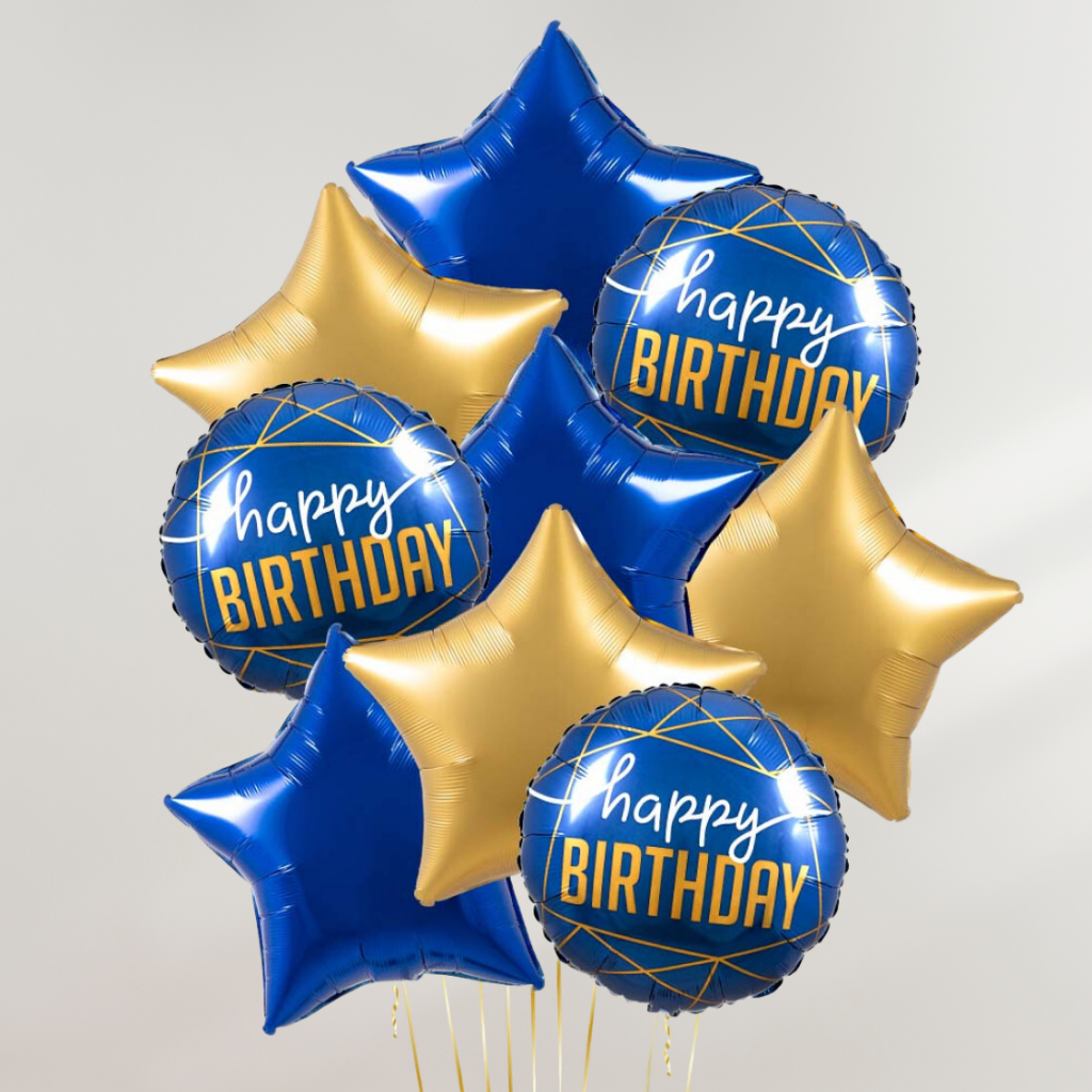 Happy Birthday Navy Stars Ballongbukett