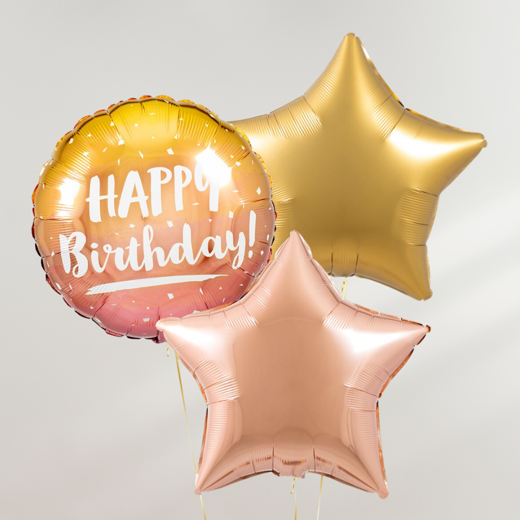 Happy Birthday Rosé Stars Ballongbukett