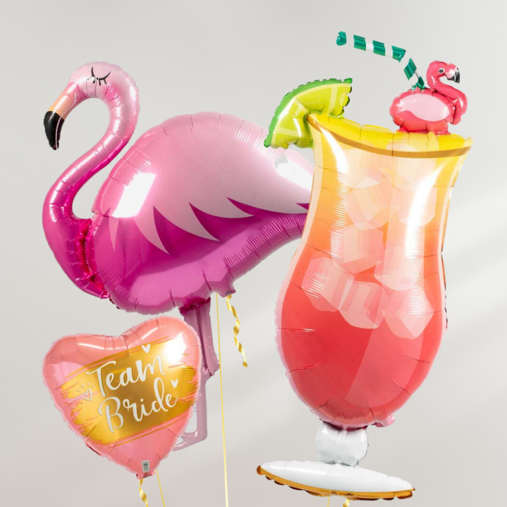 Team Bride Flamingo Cockatil Ballongbukett