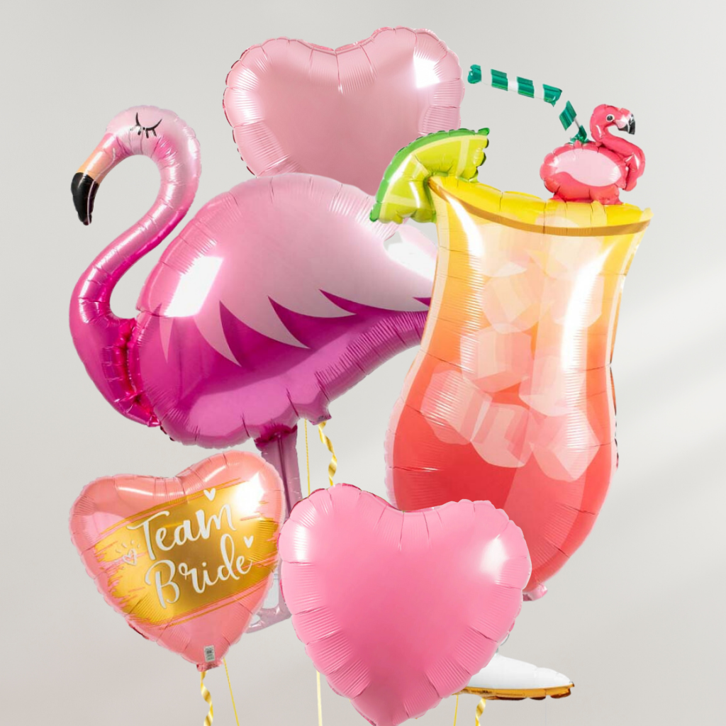 Team Bride Flamingo Cockatil Ballongbukett