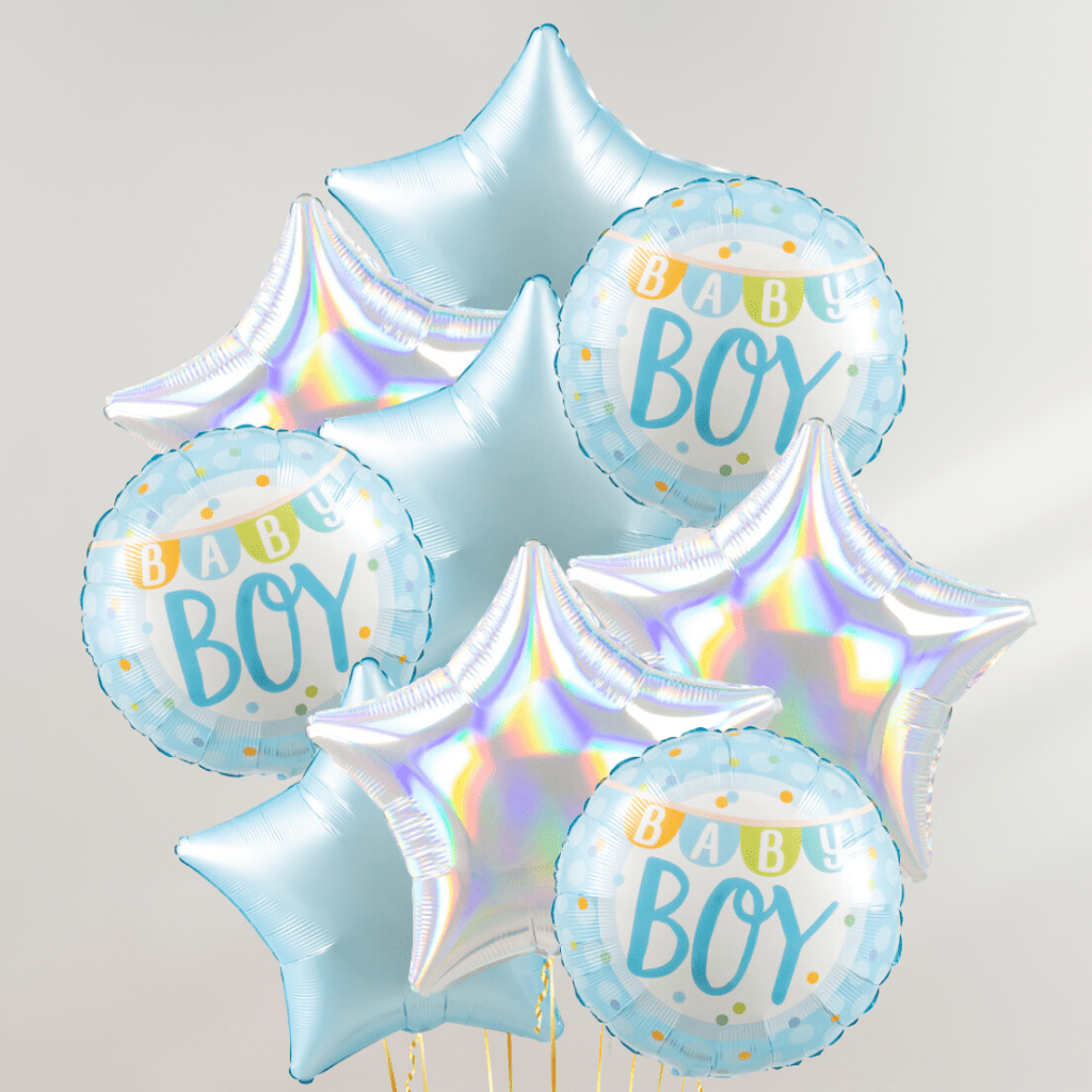 Baby Boy Blue Stars Ballongbukett - Ballonglevering.no
