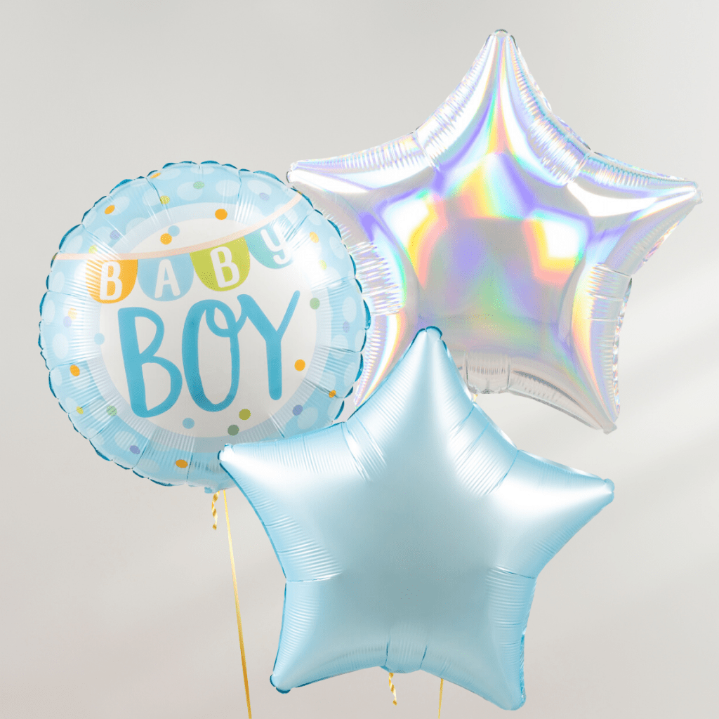 Baby Boy Blue Stars Ballongbukett - Ballonglevering.no
