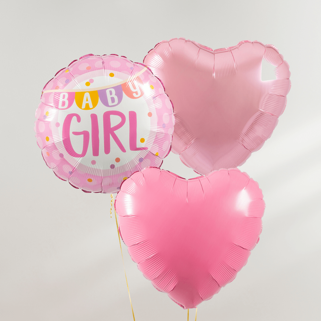 Baby Girl Pink Hearts Ballongbukett - Ballonglevering.no