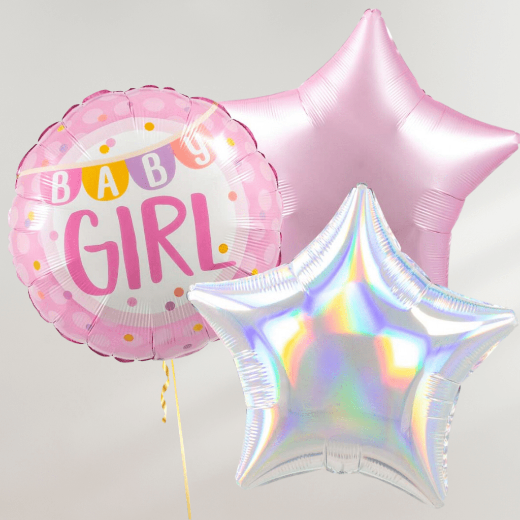 Baby Girl Pink Stars Ballongbukett - Ballonglevering.no