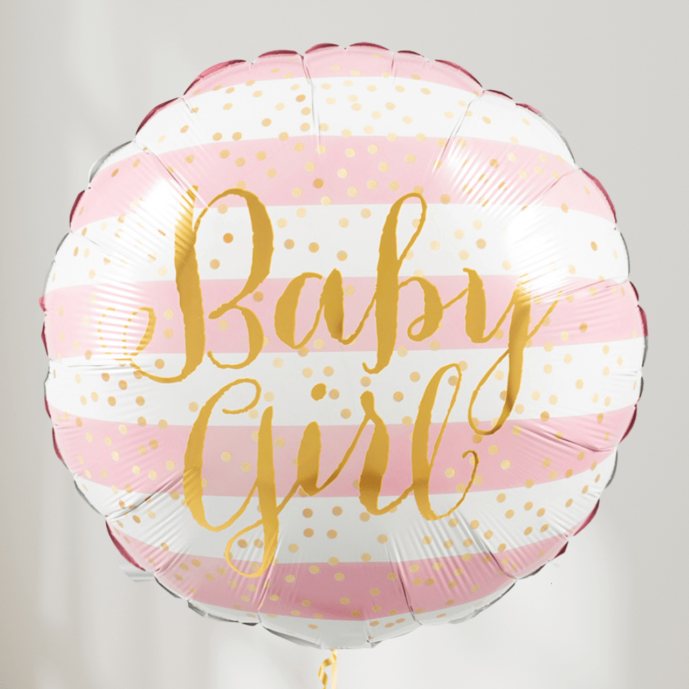 Baby Girl Rosa Striper Rund - Ballonglevering.no