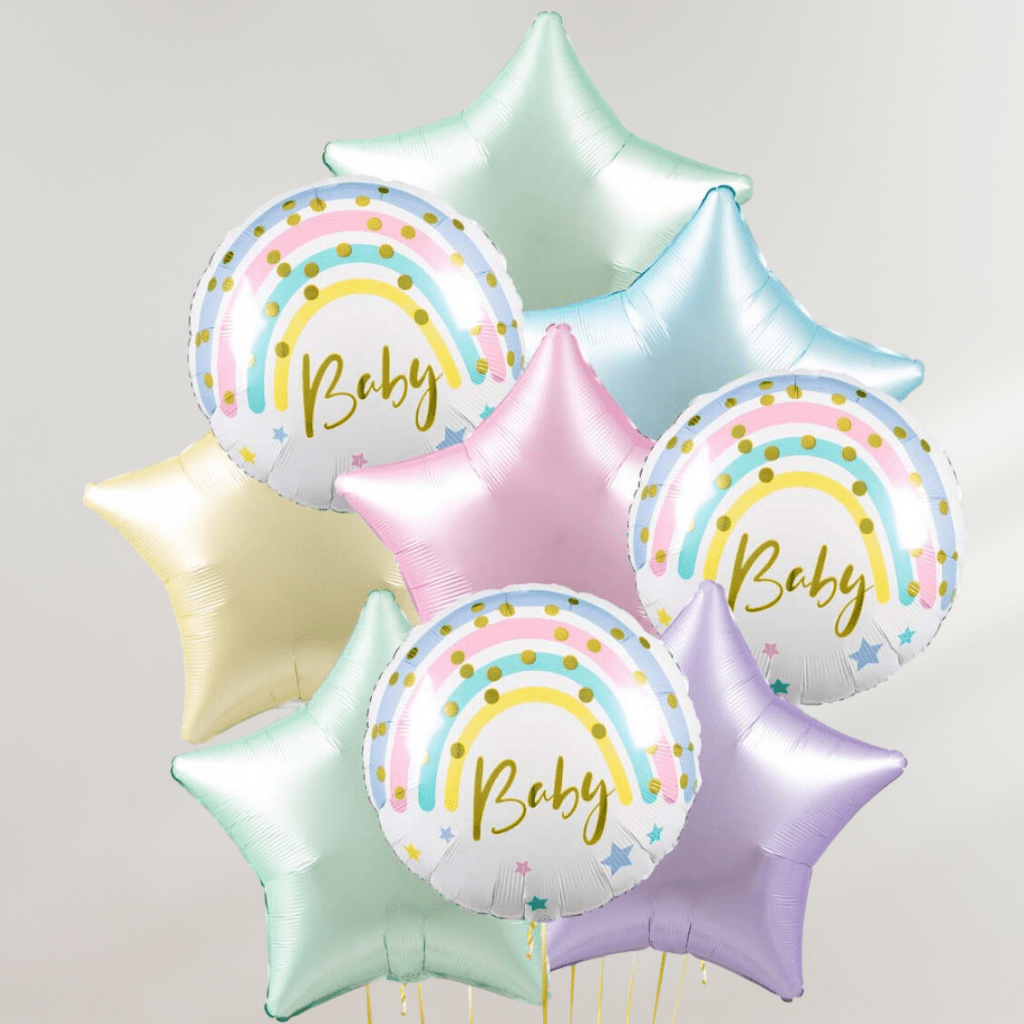 Baby Pastel Stars Ballongbukett - Ballonglevering.no