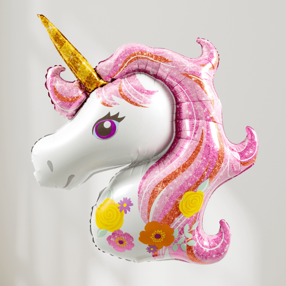 Enhjørning Flower Folieballong - Ballonglevering.no